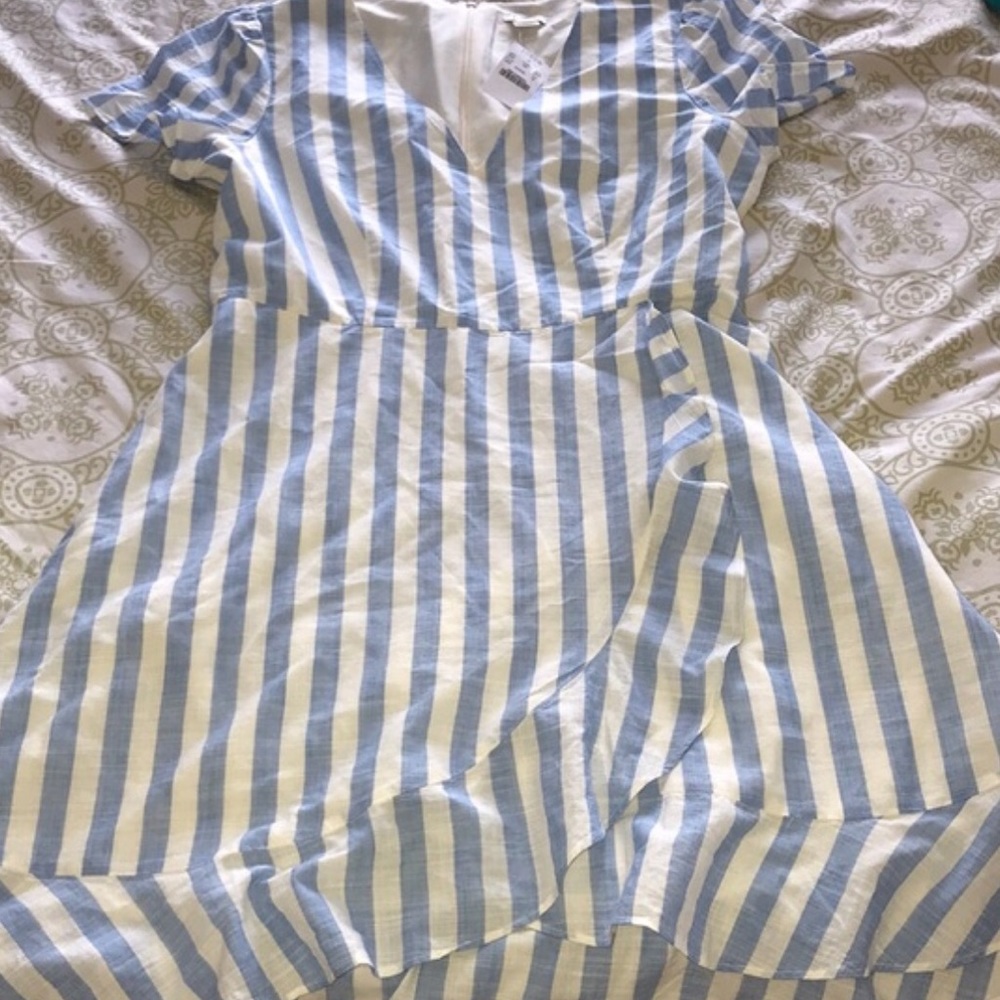 J crew blue and white dress NWT ruffles